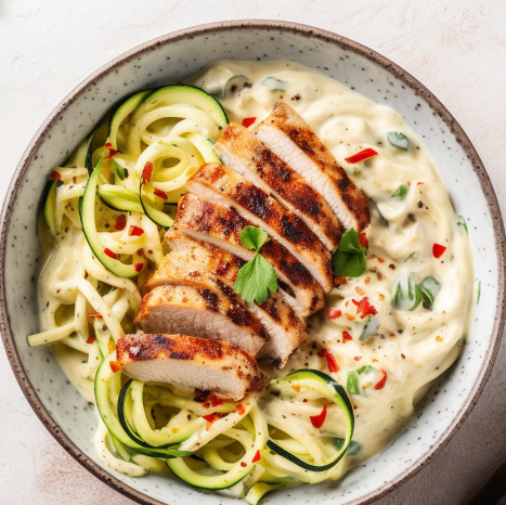 Keto Chicken Alfredo Zucchini Noodles